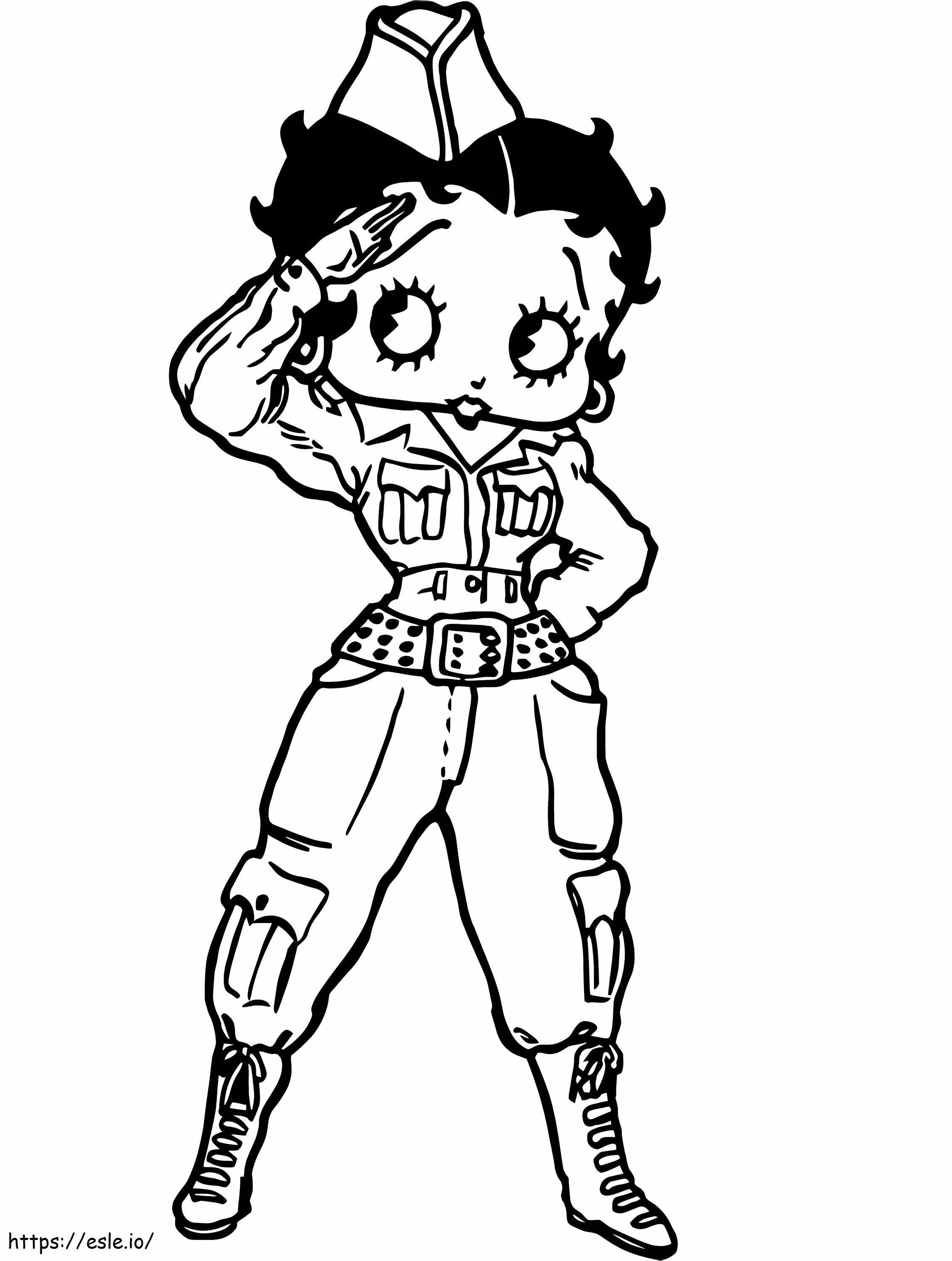 Coloriage Soldat Betty Boop à imprimer dessin