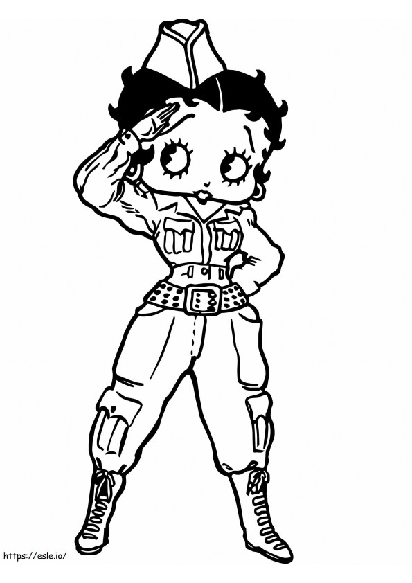 Soldier Betty Boop coloring page