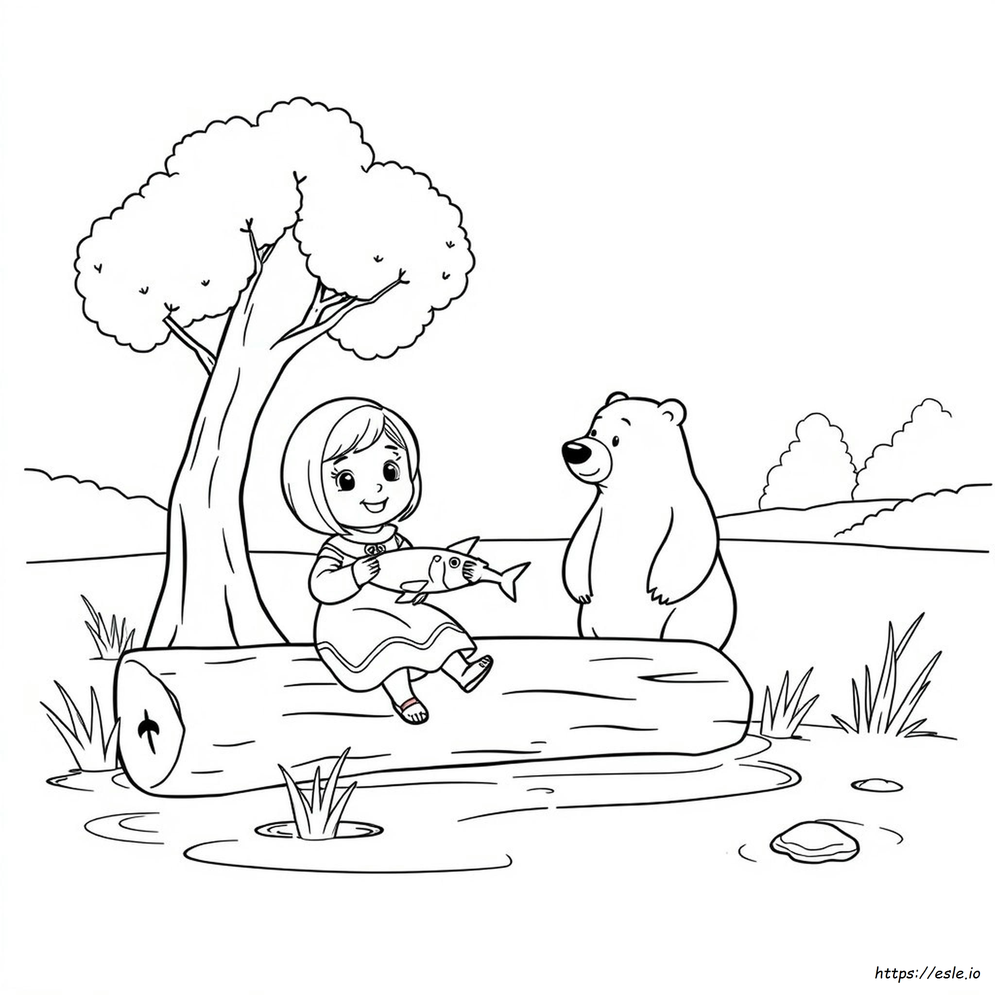 Pagina Da Colorare Facile Di Masha E Orso