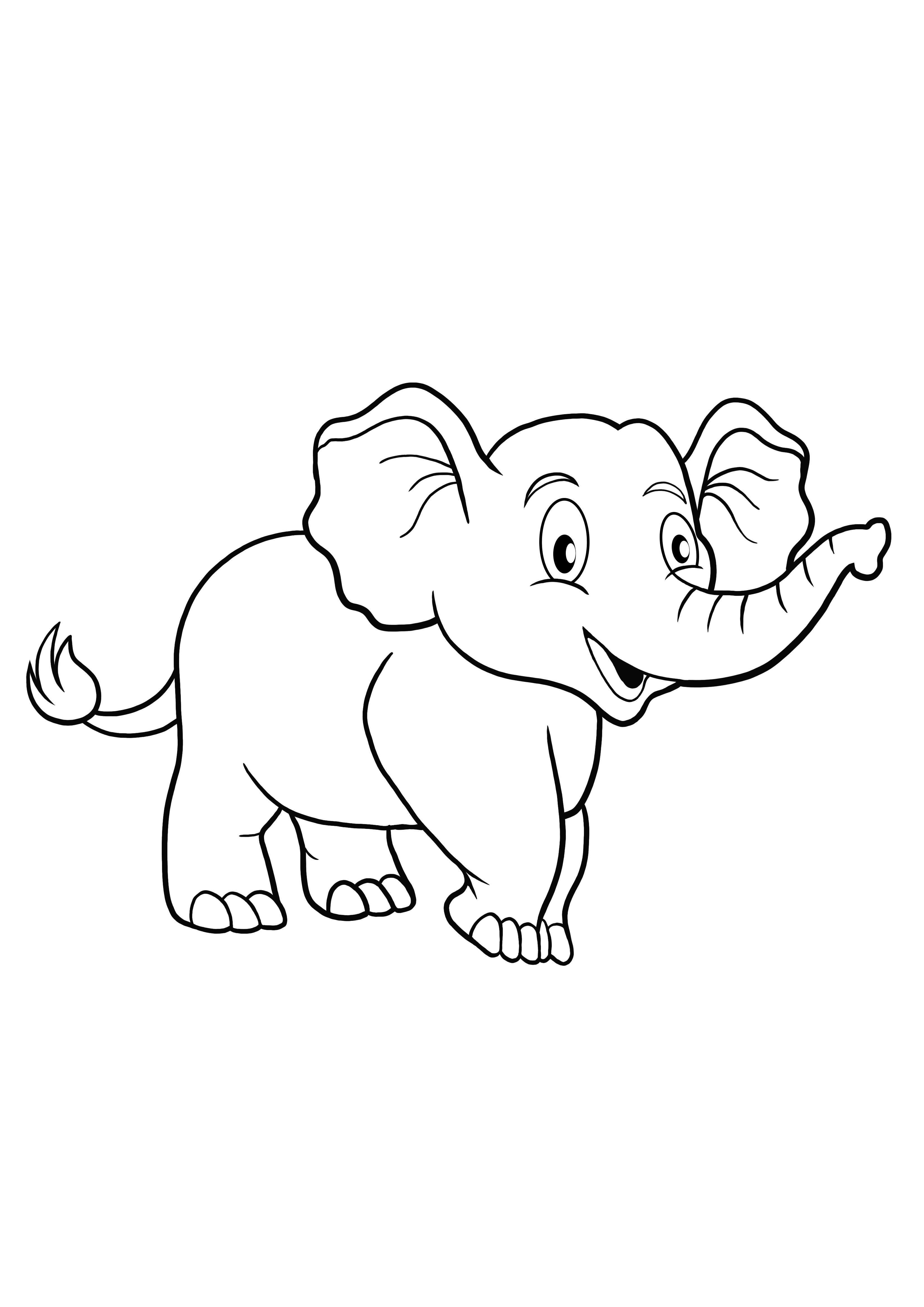 Sétáló elefánt az egyszerű színezéshez és nyomtatáshoz
