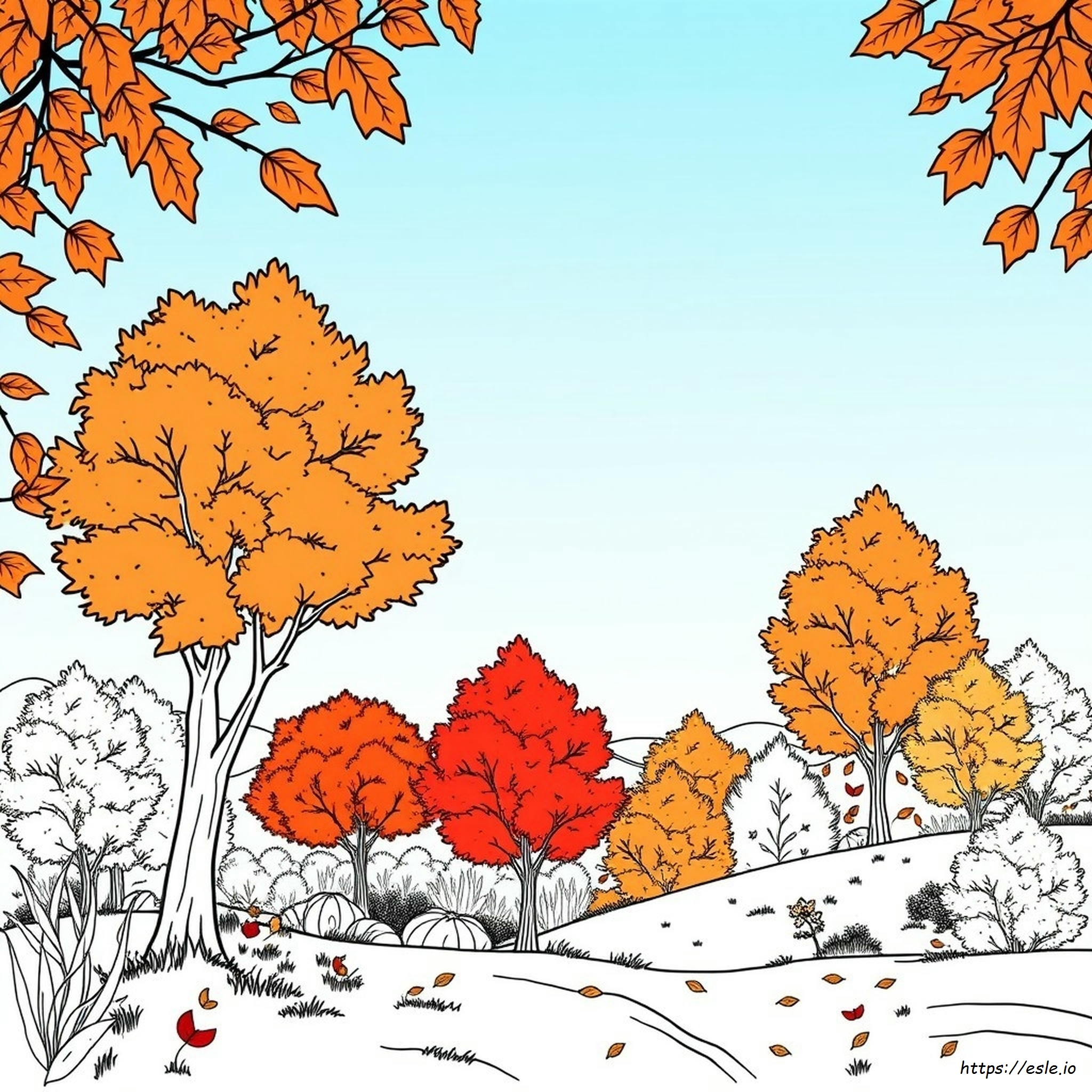 Blaadjes Veranderen Van Kleur In De Herfst Kleurplaat kleurplaat