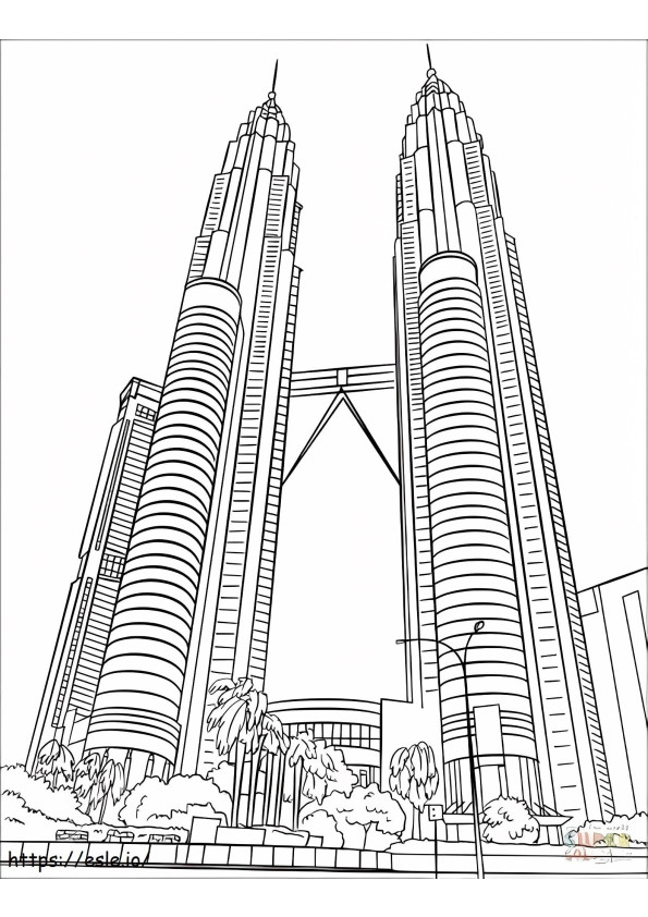 torres gêmeas Petronas para colorir