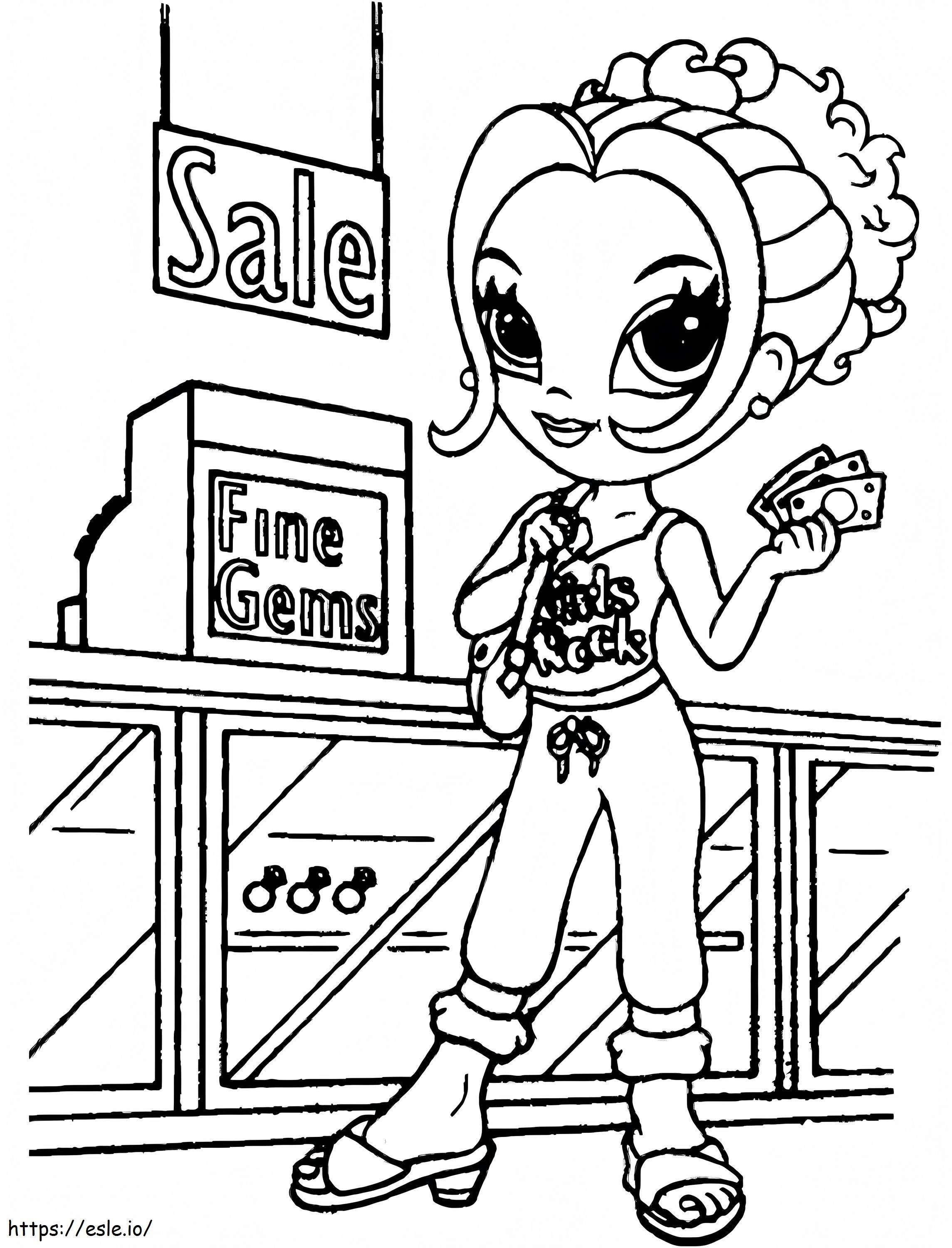 Glamour Girl Is Shopping A4 coloring page
