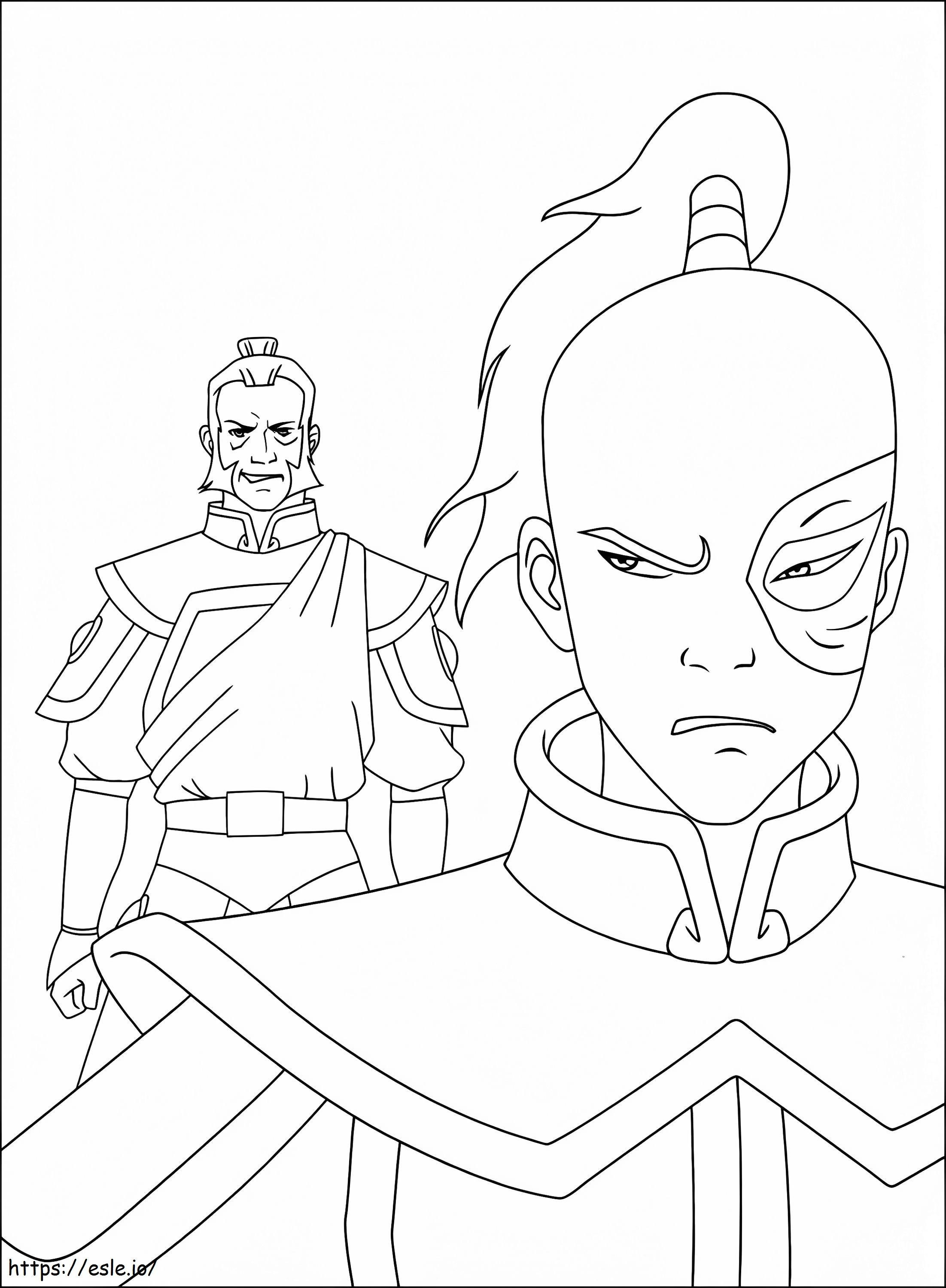 Prince Zuko With Admiral Zhao A4 coloring page