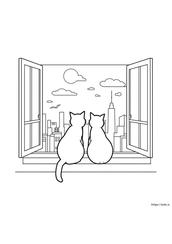 2 Gatos Para Colorear