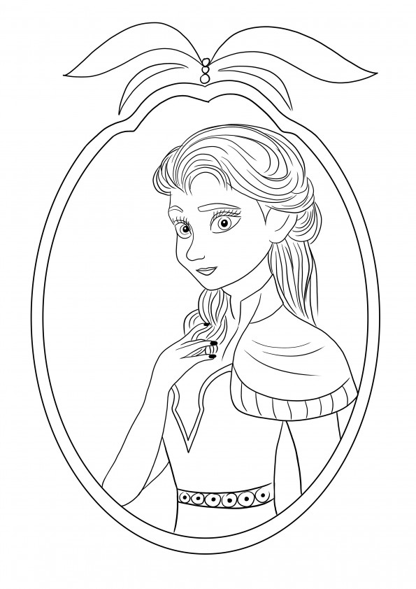 アナと雪の女王の漫画のぬりえ画像からアナを簡単に着色して、簡単に印刷できます