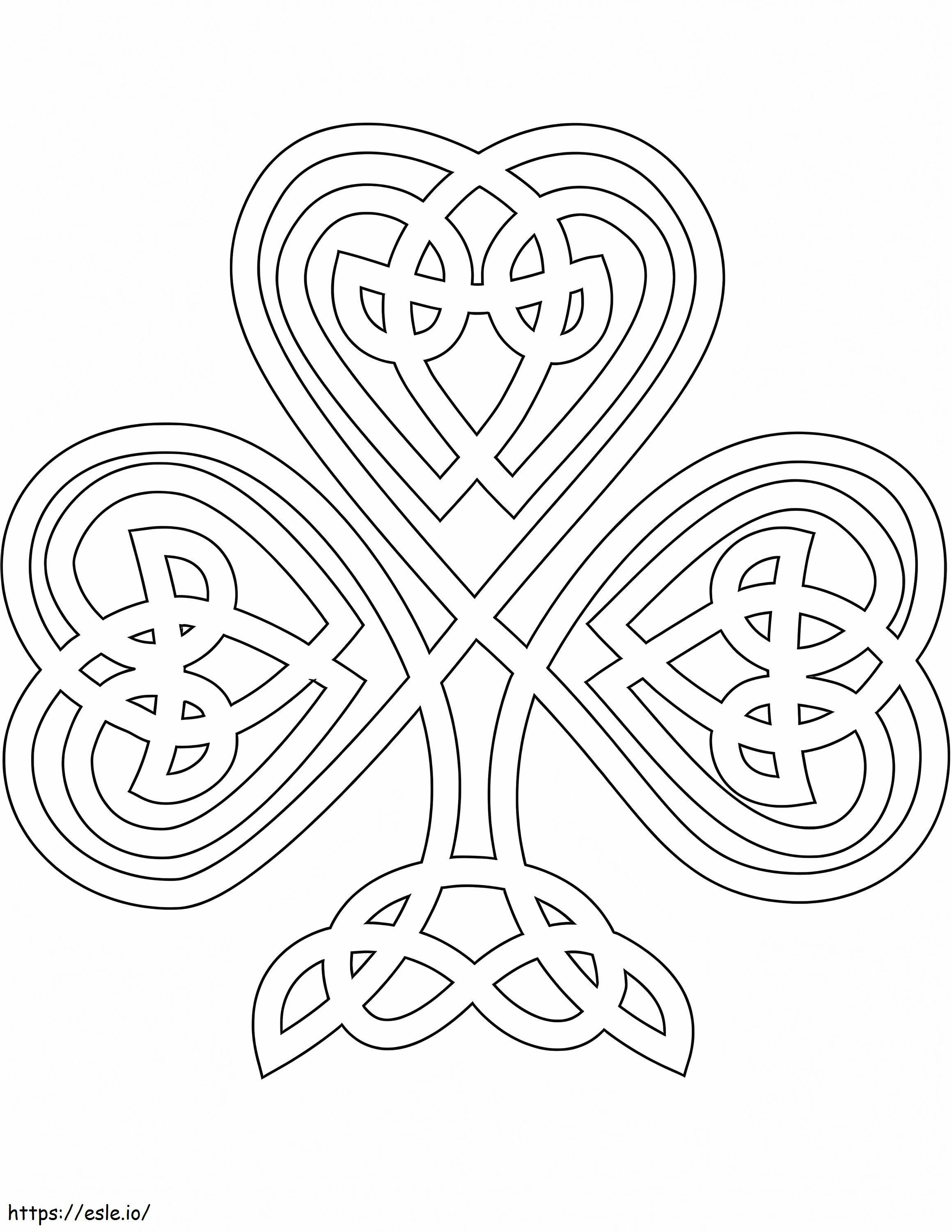 Celtic Style Shamrock coloring page