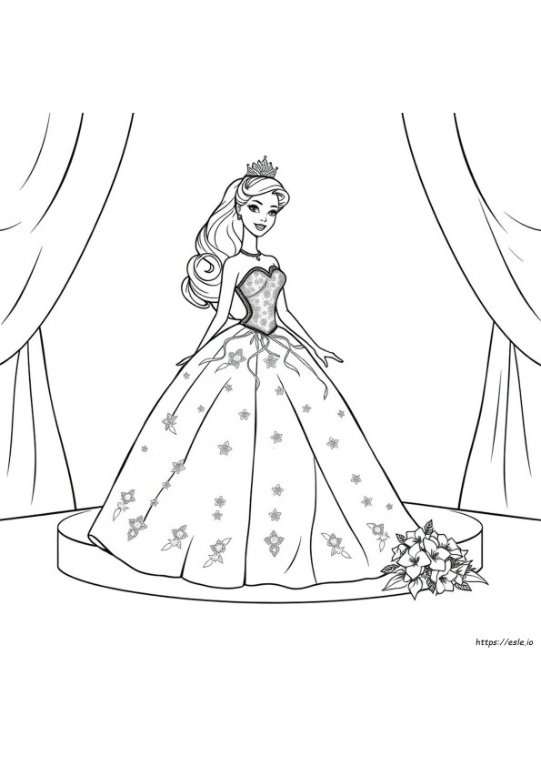 Barbie Ballkleid Ausmalbilder