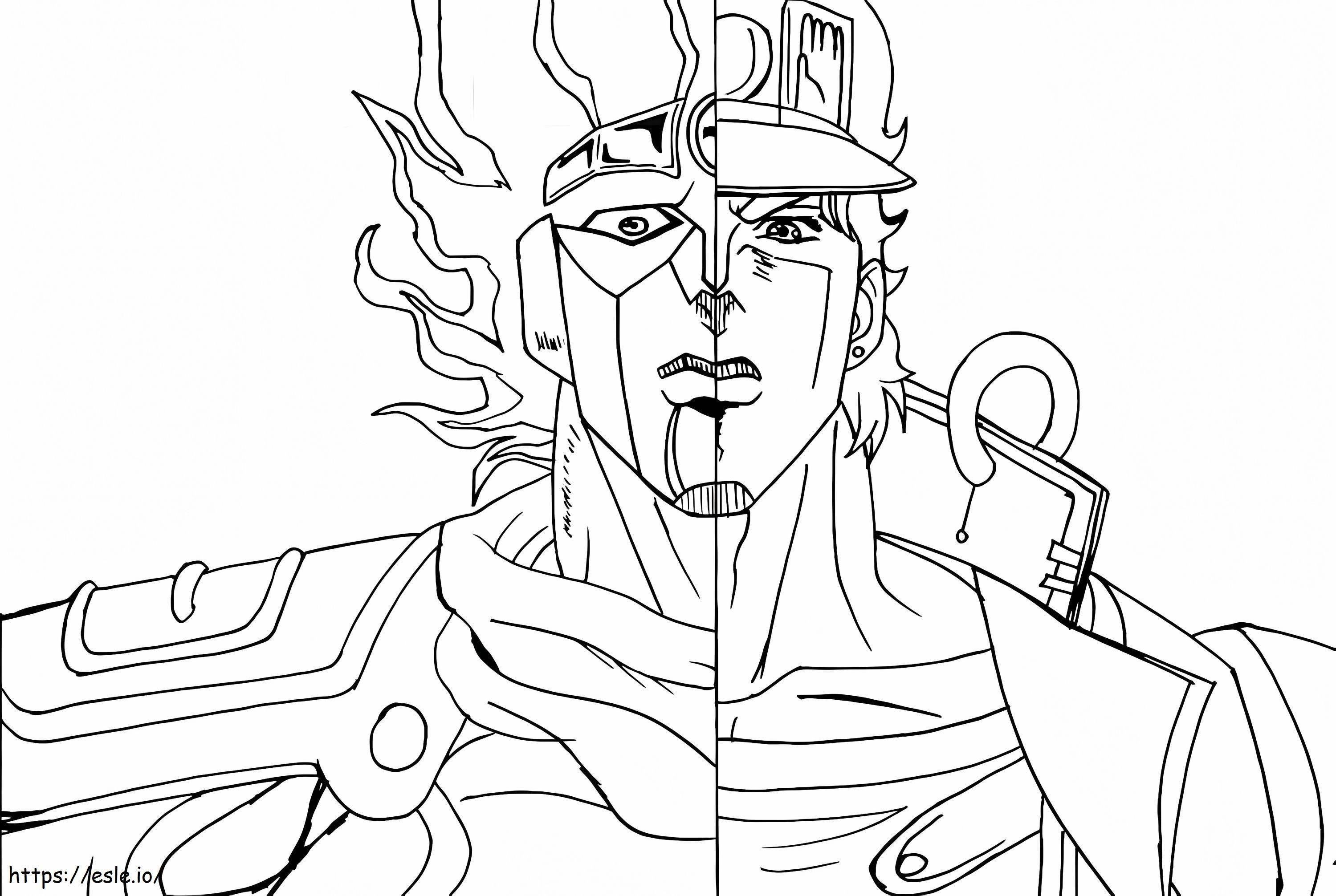 Jotaro And Star Platinum coloring page