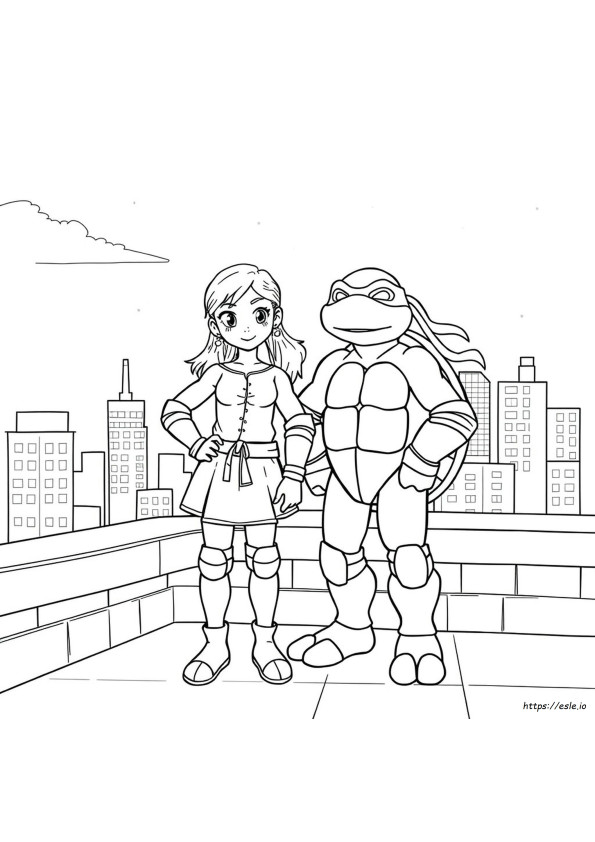 Chica Tortugas Ninja Para Colorear