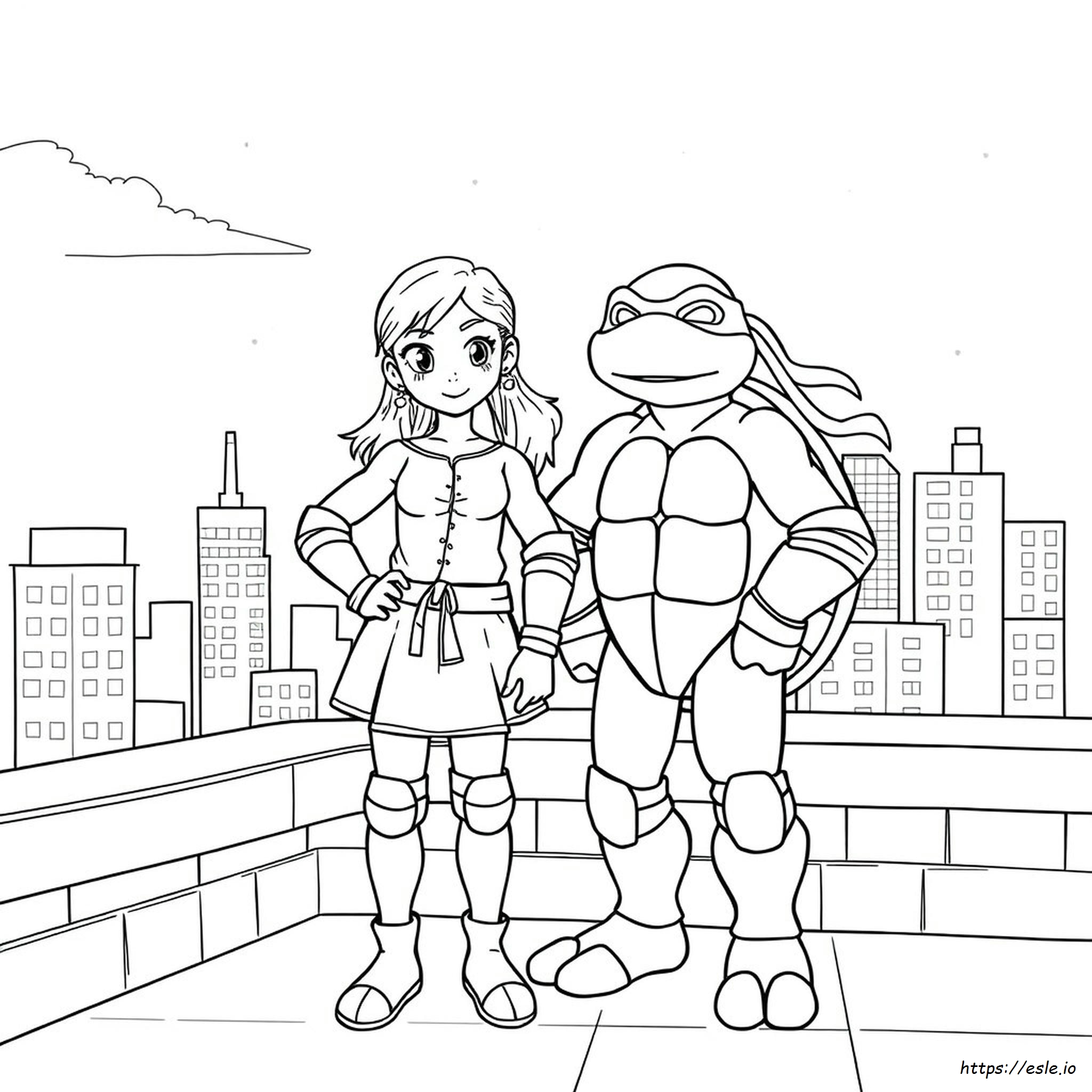 Chica Tortugas Ninja Para Colorear