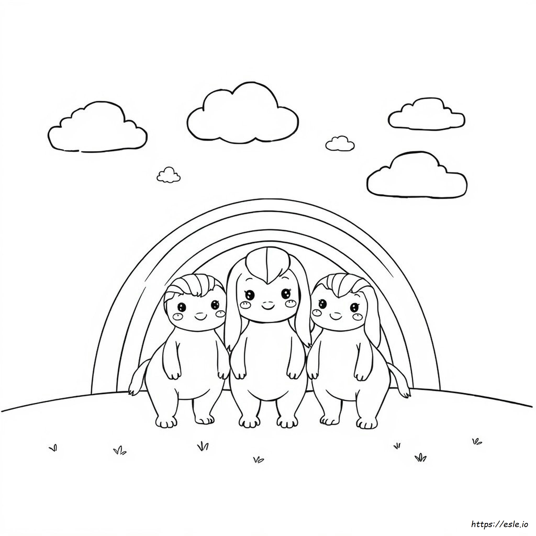 White Rainbow Friends Coloring Pages