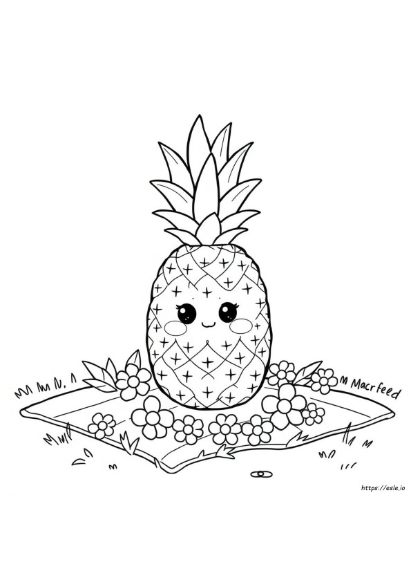 Kawaii Piña Para Colorear