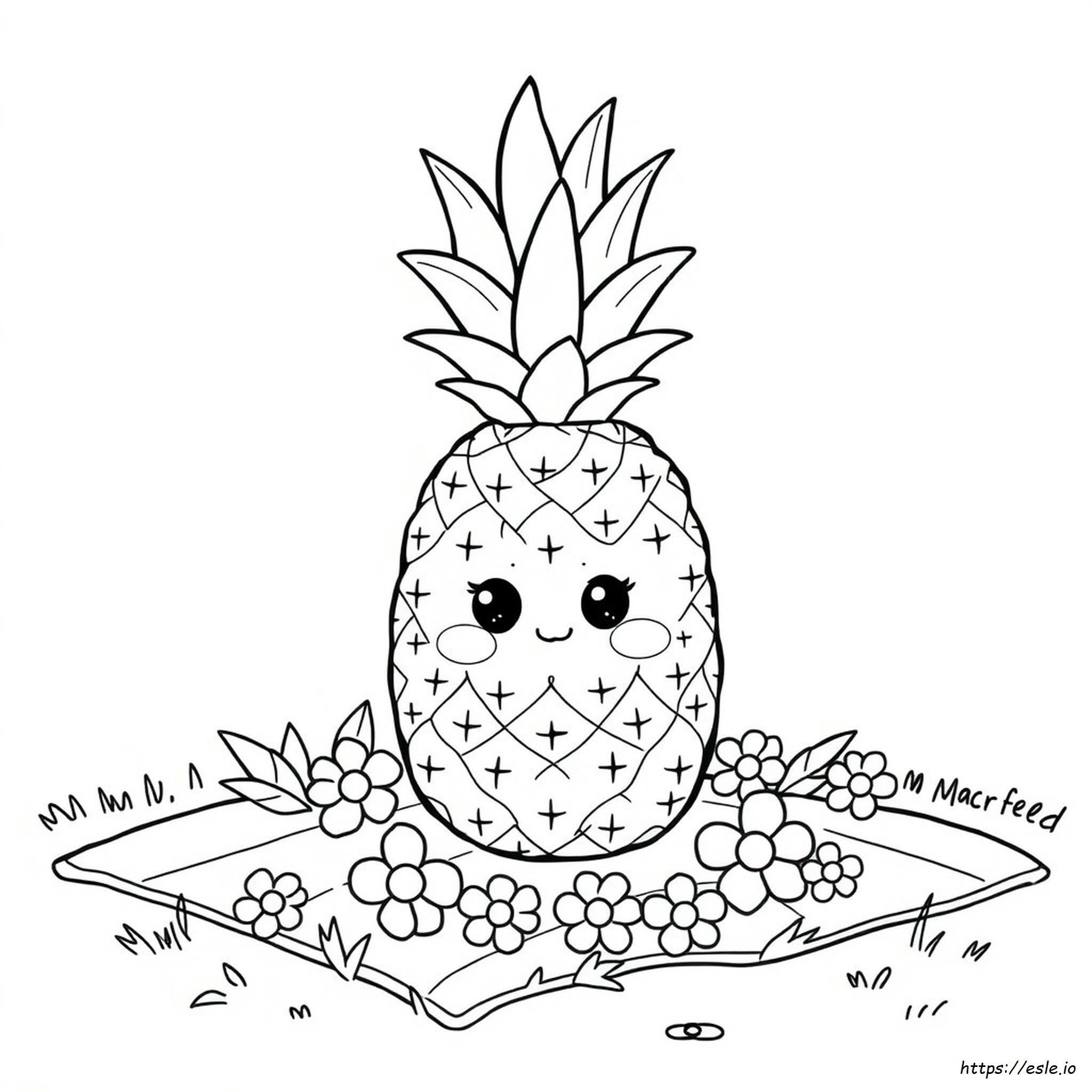 Kawaii Pineapple Coloring Pages