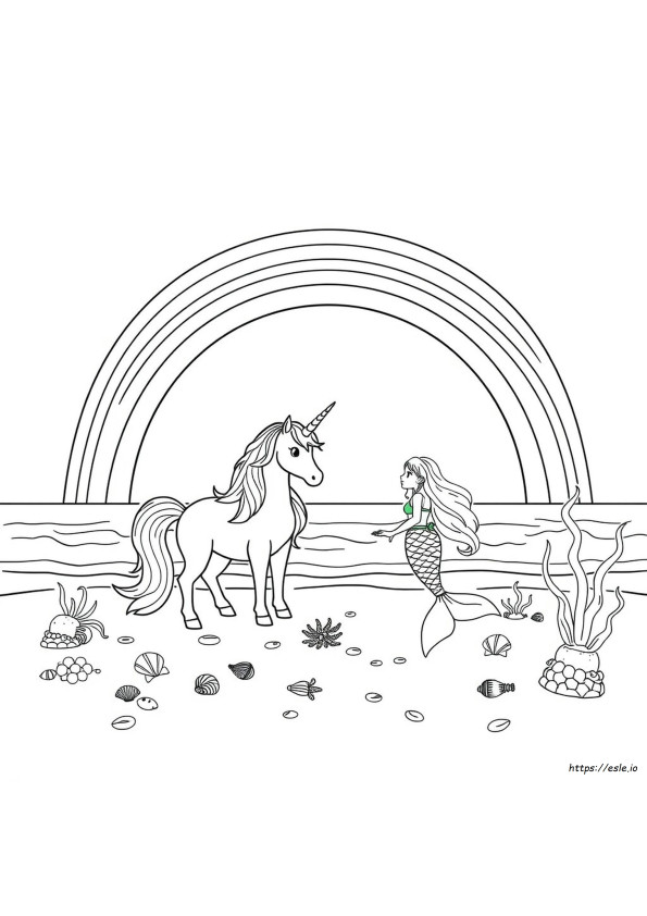 Unicorno Sirena Arcobaleno Da Colorare