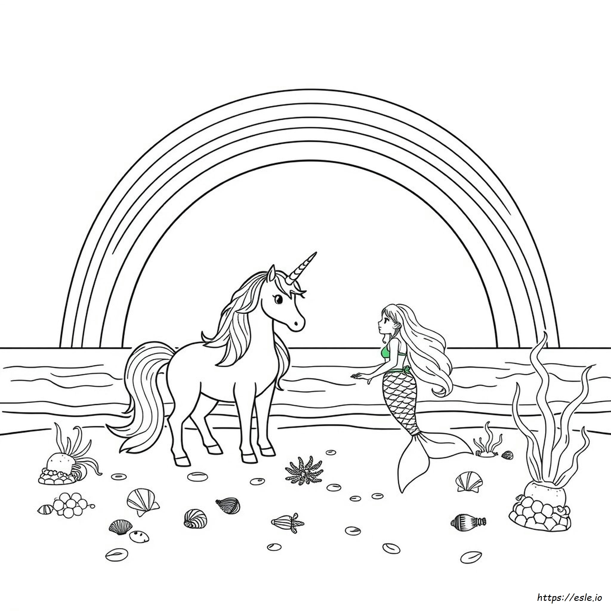 Páginas Para Colorear De Sirena Unicornio Arcoíris