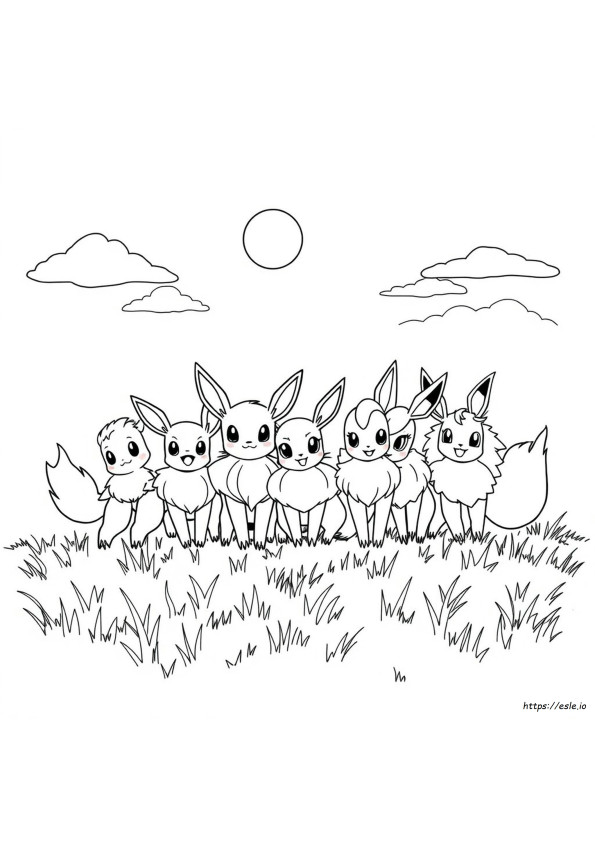 Kolorowanki Pokemon Z Ewolucjami Eevee