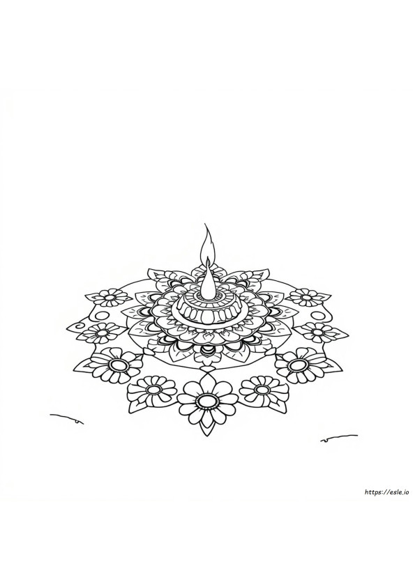 Rangoli-Kuvio Väritykseen