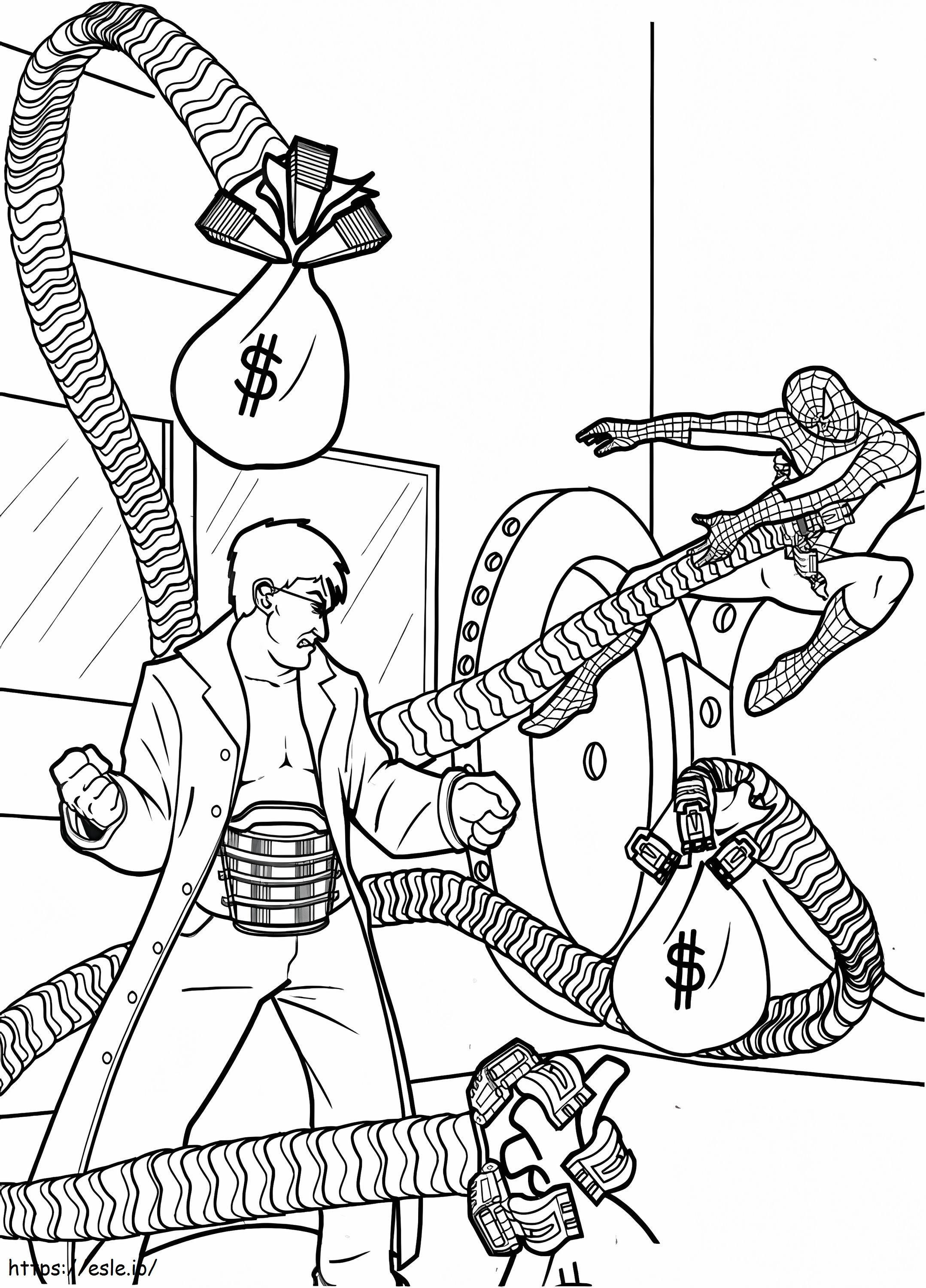 Doccctor Octopus Robbing The Bank A4 coloring page