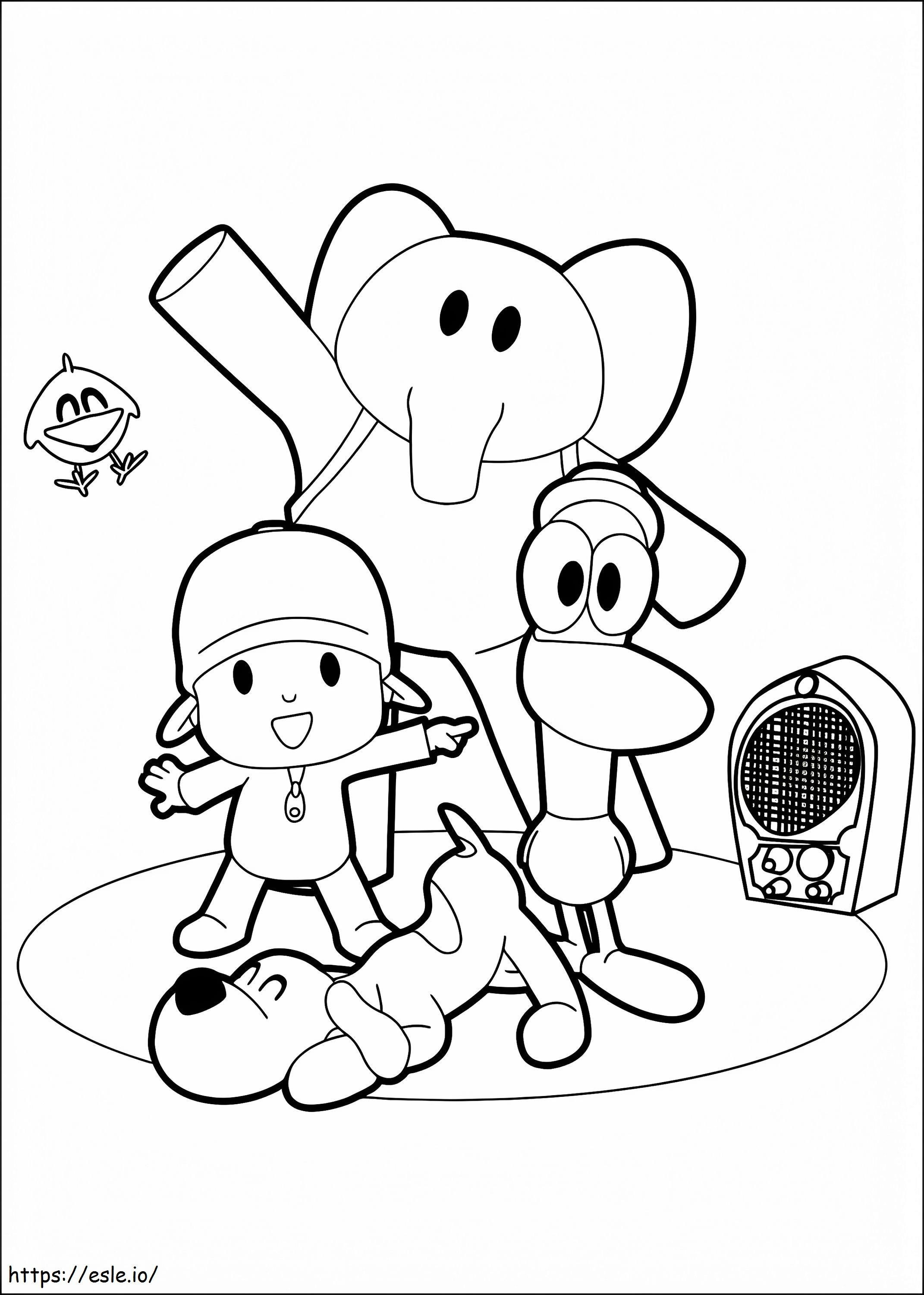 Pocoyo And Cute Friends coloring page
