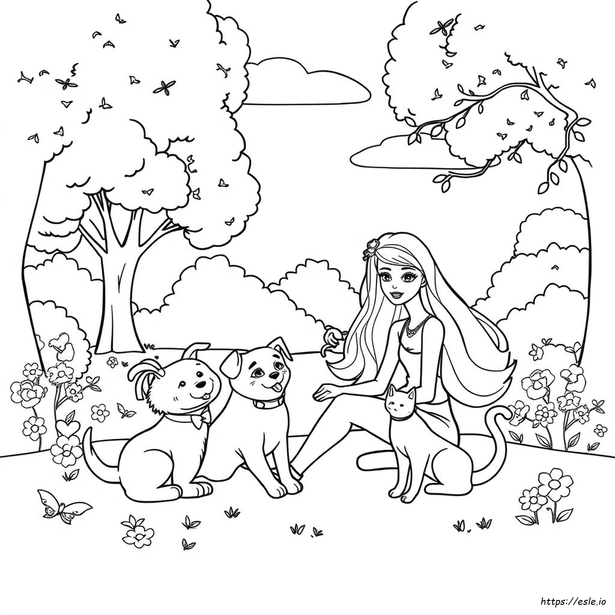 Barbie Pets Coloring Pages