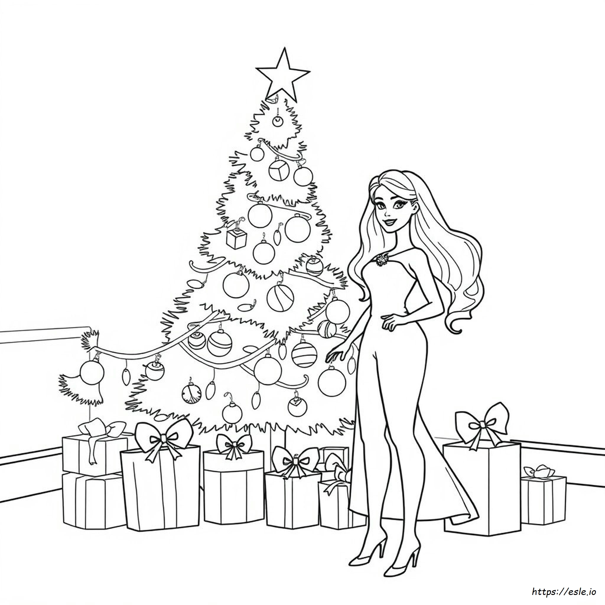 Printable Barbie Christmas Coloring Pages