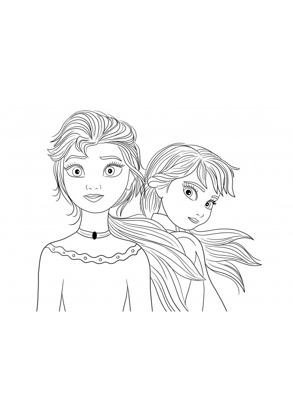 Elsa e Ana colorir imagem para todos os fãs de Frozen grátis para download