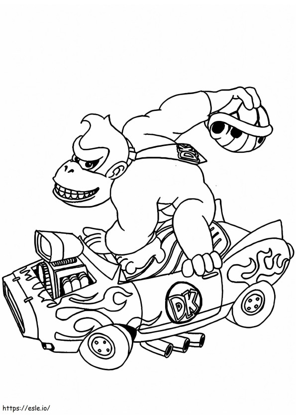 Donkey Kong rijden kleurplaat