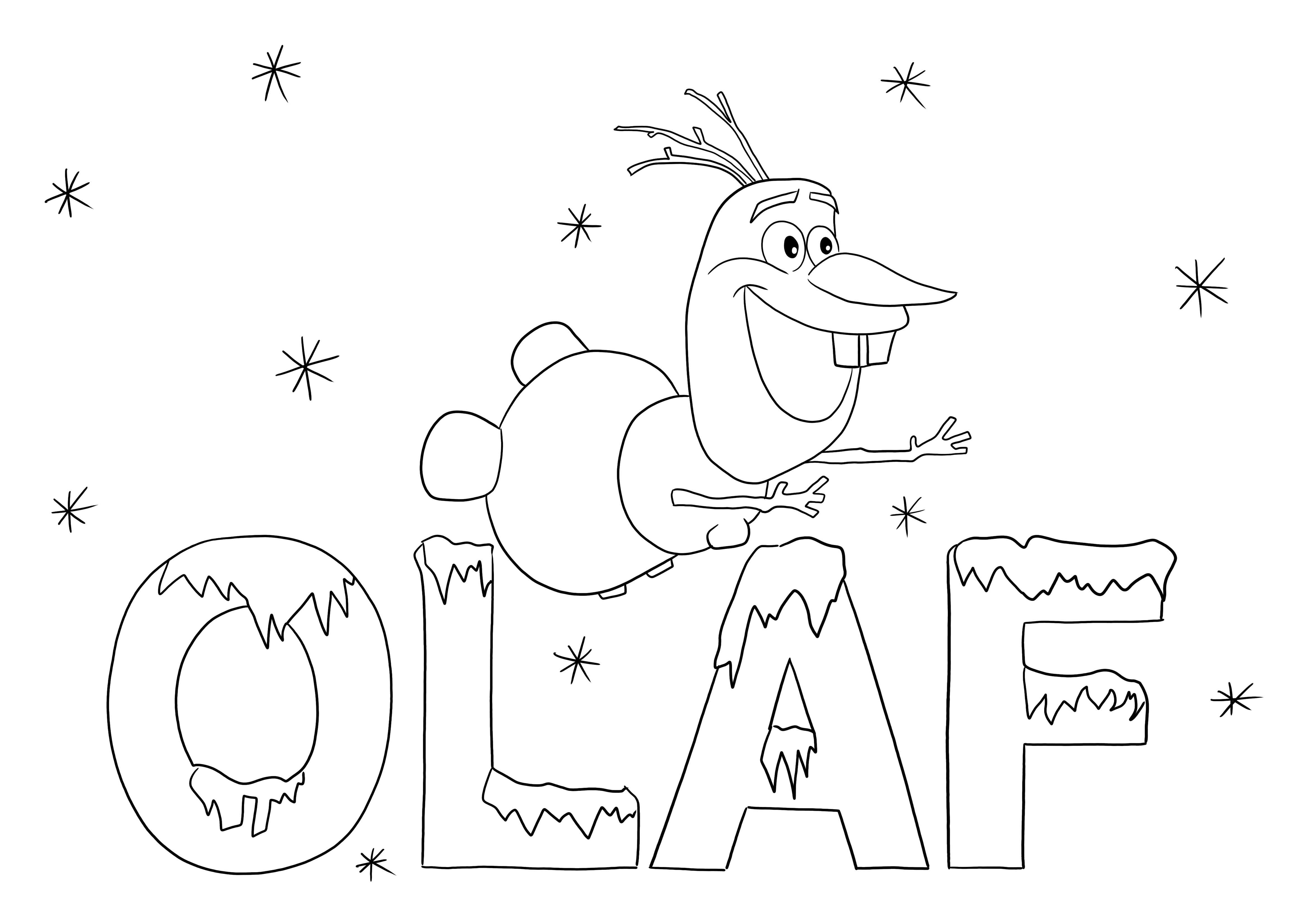 Drăguțul Olaf pentru a descărca gratuit pagina color pentru a te bucura de personajele tale preferate Frozen