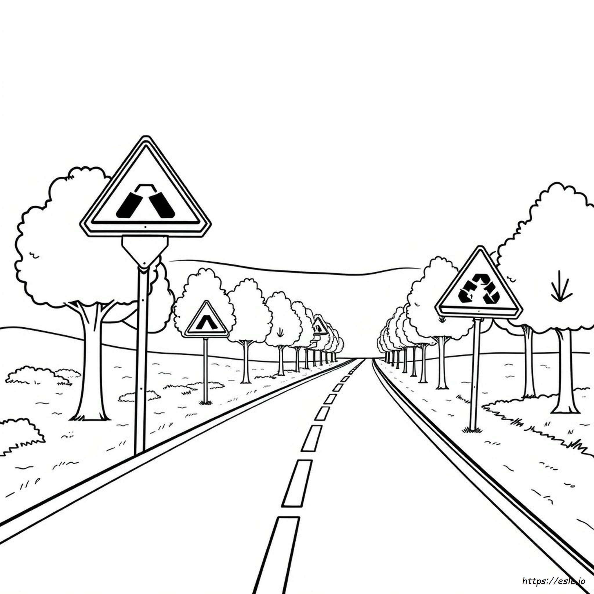 Road Safety Signs Colouring Pages