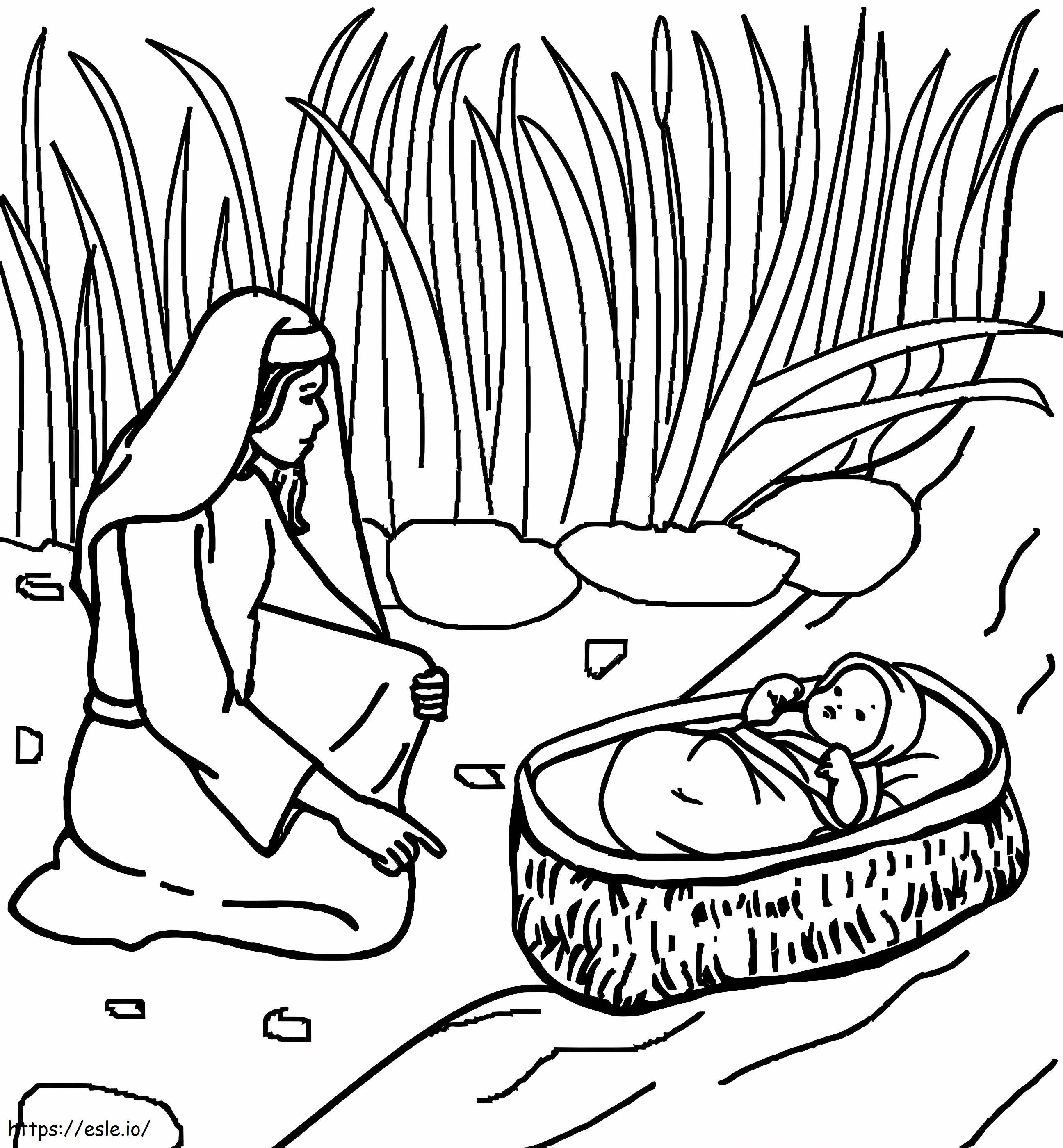 Coloriage Bible Bébé Moïse à imprimer dessin