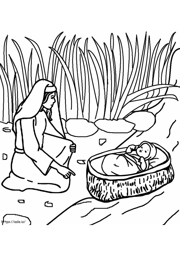 Raamattu Mooses-vauva värityskuva