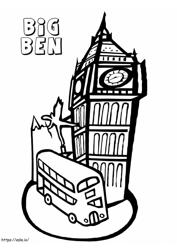 Bussi ja Big Ben värityskuva
