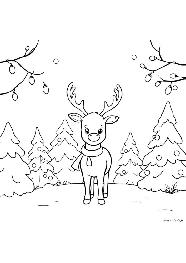 クリスマスのぬりえ かわいいトナカイ