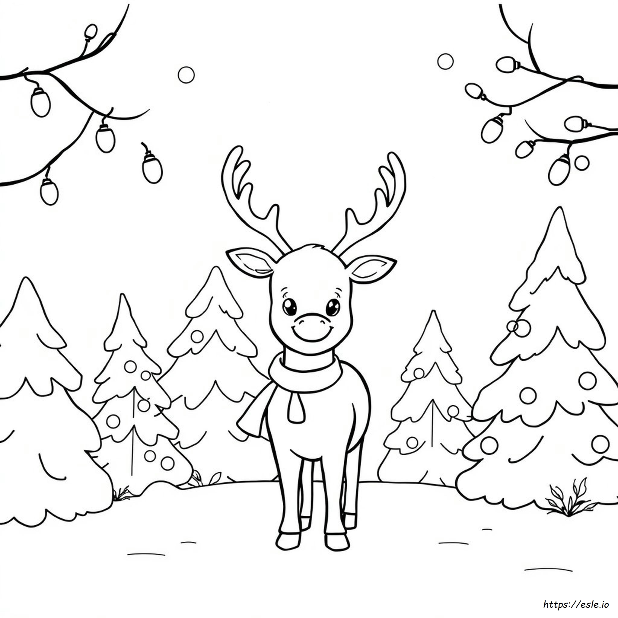 Christmas Coloring Cute Reindeer