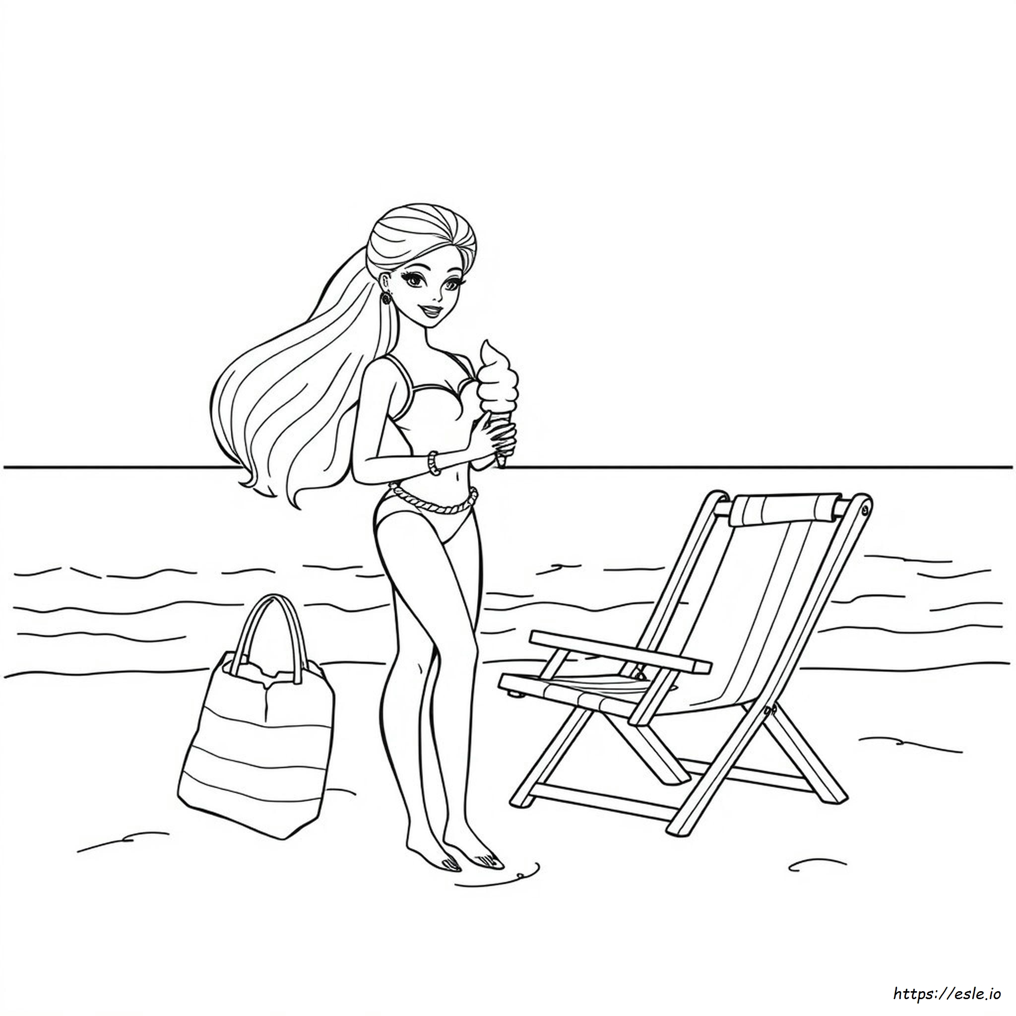 Summer Beach Barbie Coloring Pages