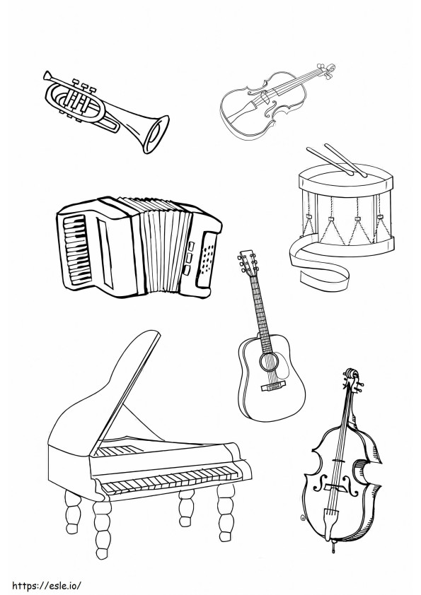 Coloriage S'amuser avec des instruments de musique à imprimer dessin