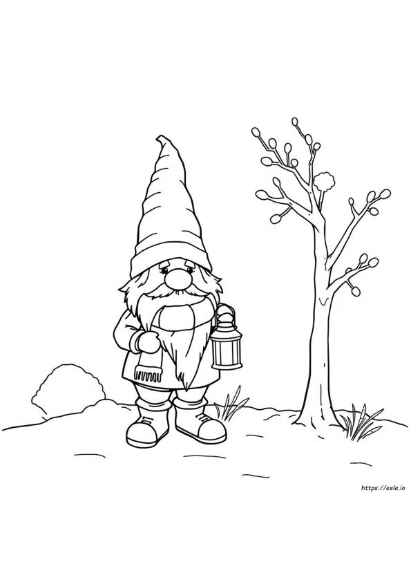 Winter Gnome Coloring Page Printable