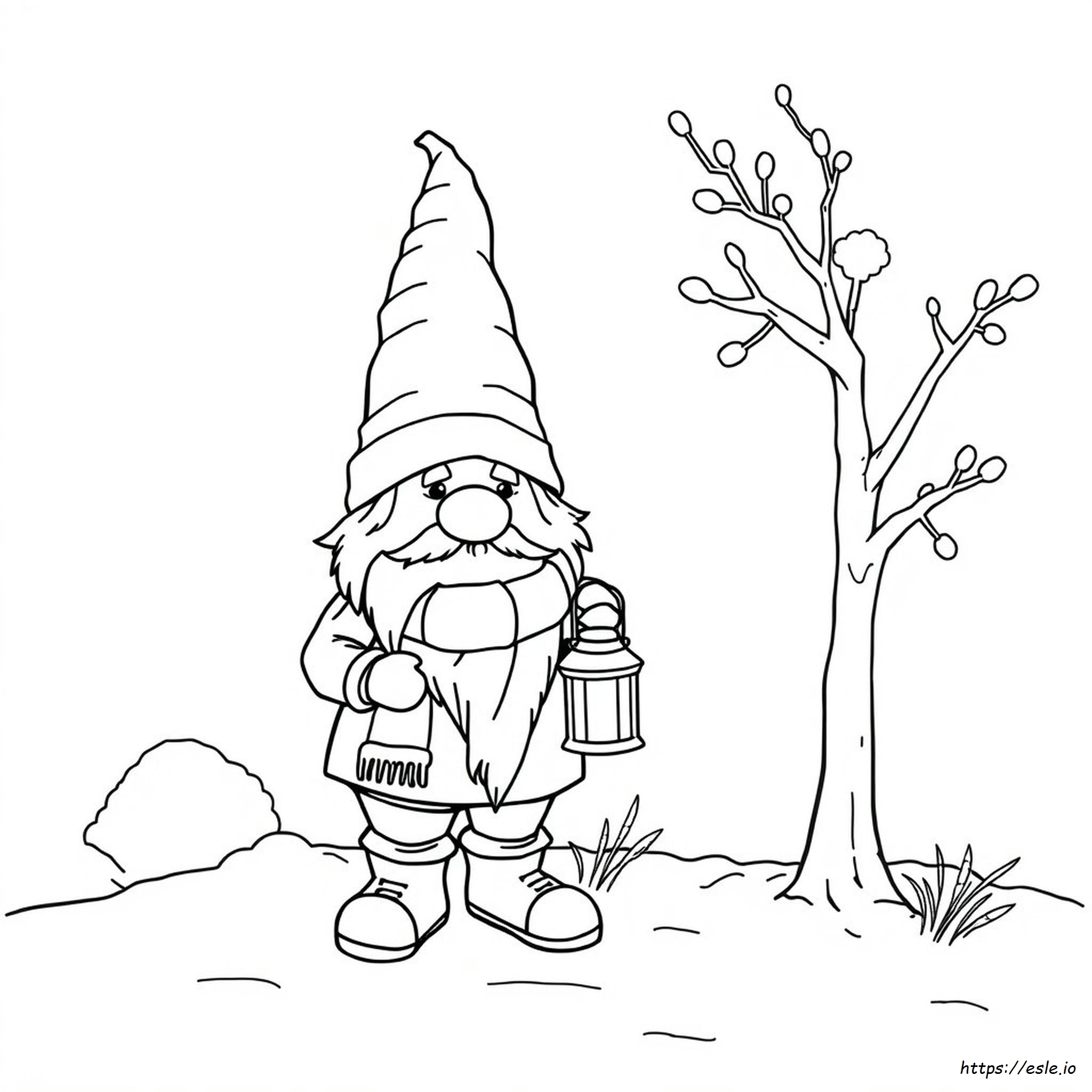 Winter Gnome Coloring Page Printable