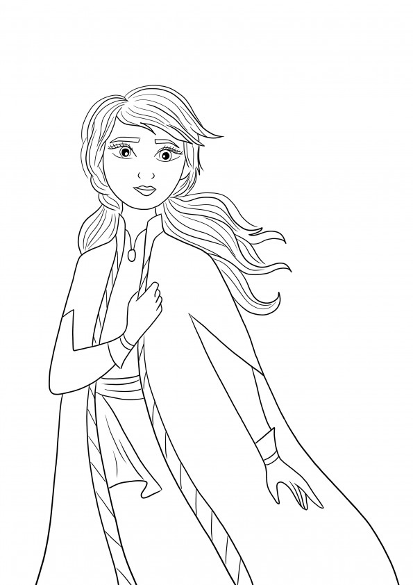 Frozen princess Anna free printable to color by kids easily