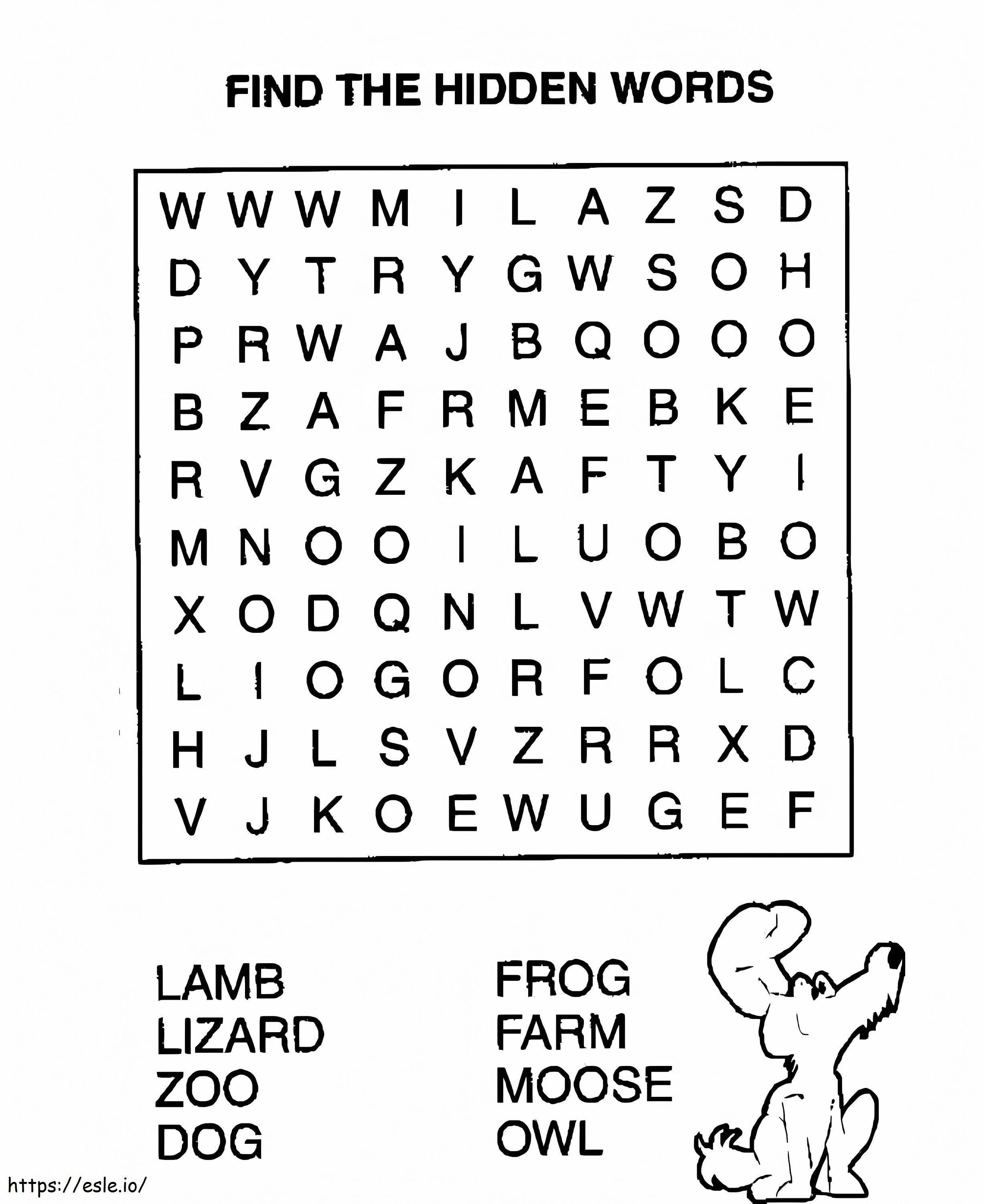 Printable Find The Hidden Word coloring page