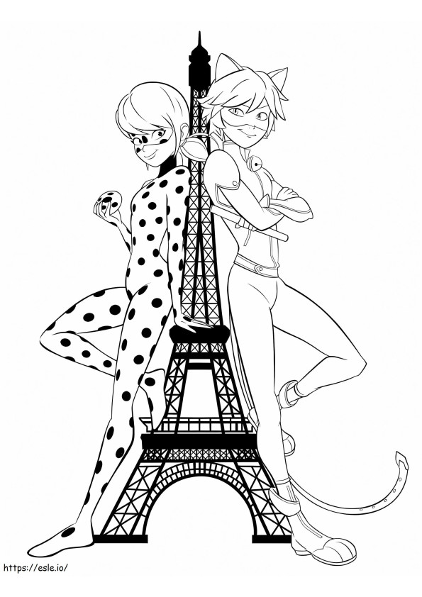 Awesome Ladybug And Cat Noir coloring page