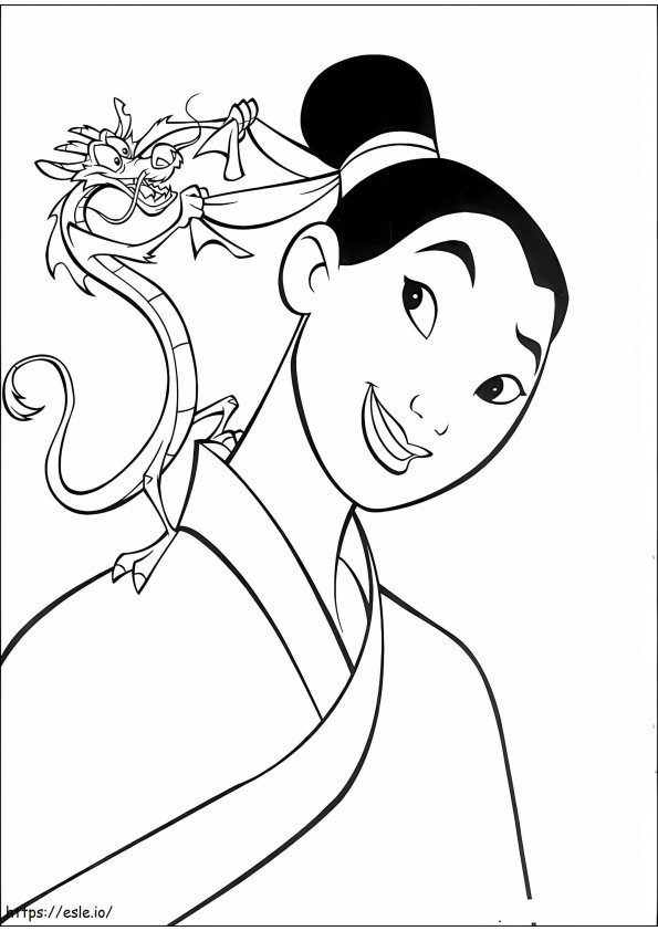  Mushu Ajuda Mulan para colorir