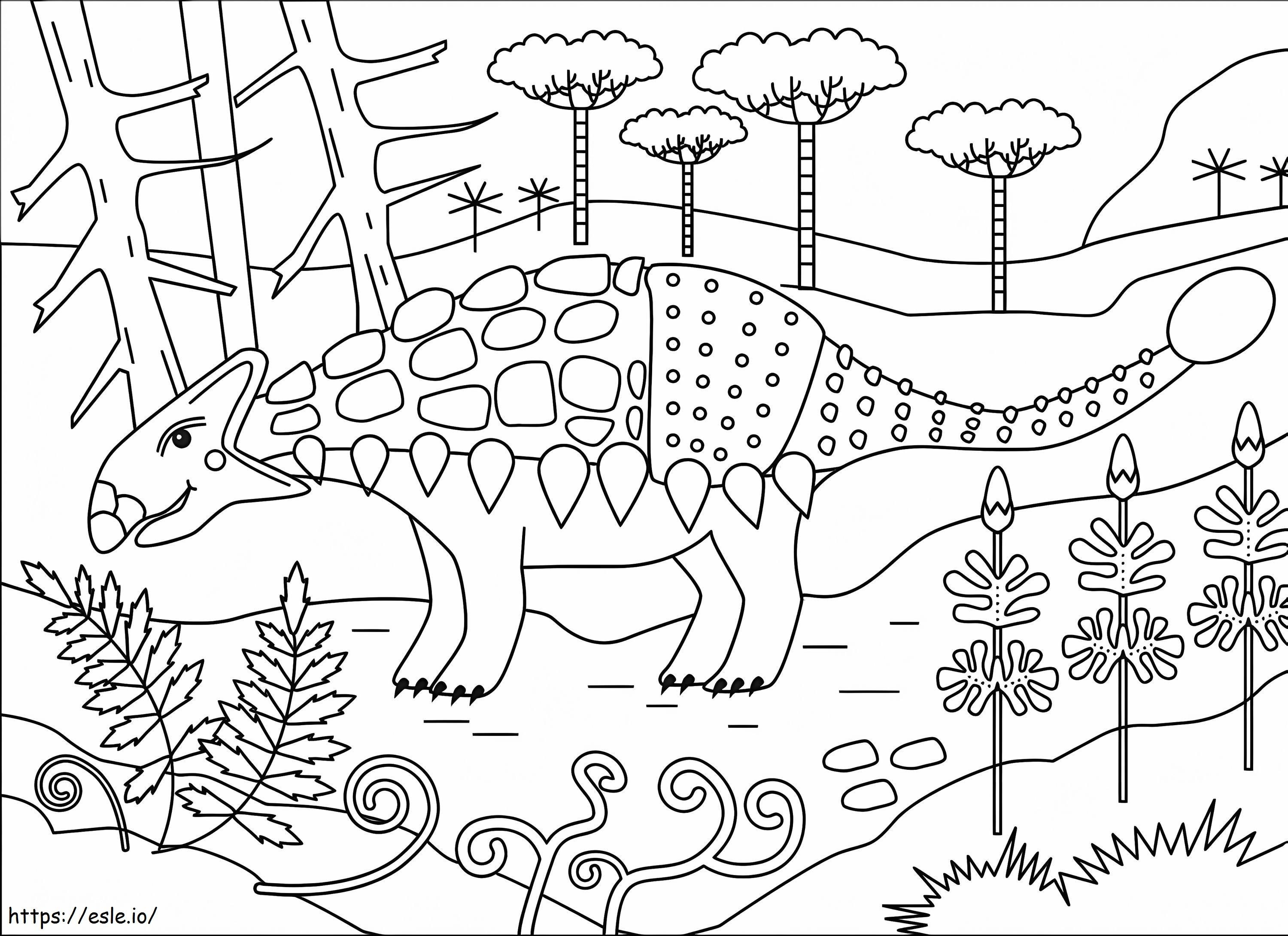 簡単アンキロサウルス ぬりえ - 塗り絵