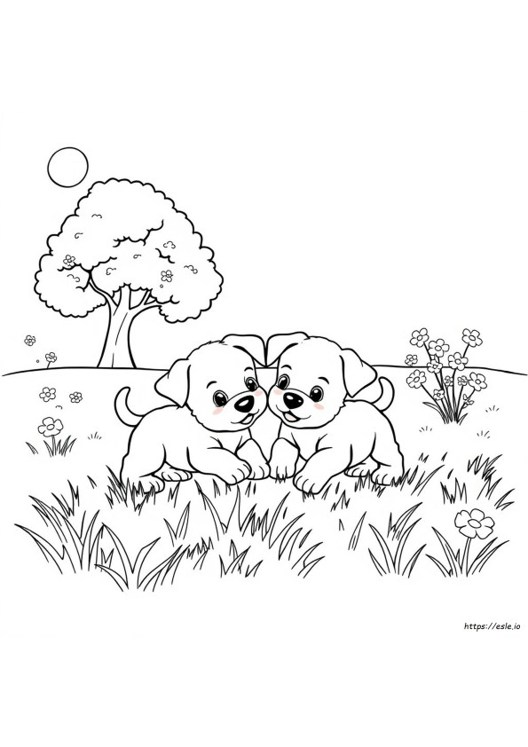 Two Puppies Coloring Pages