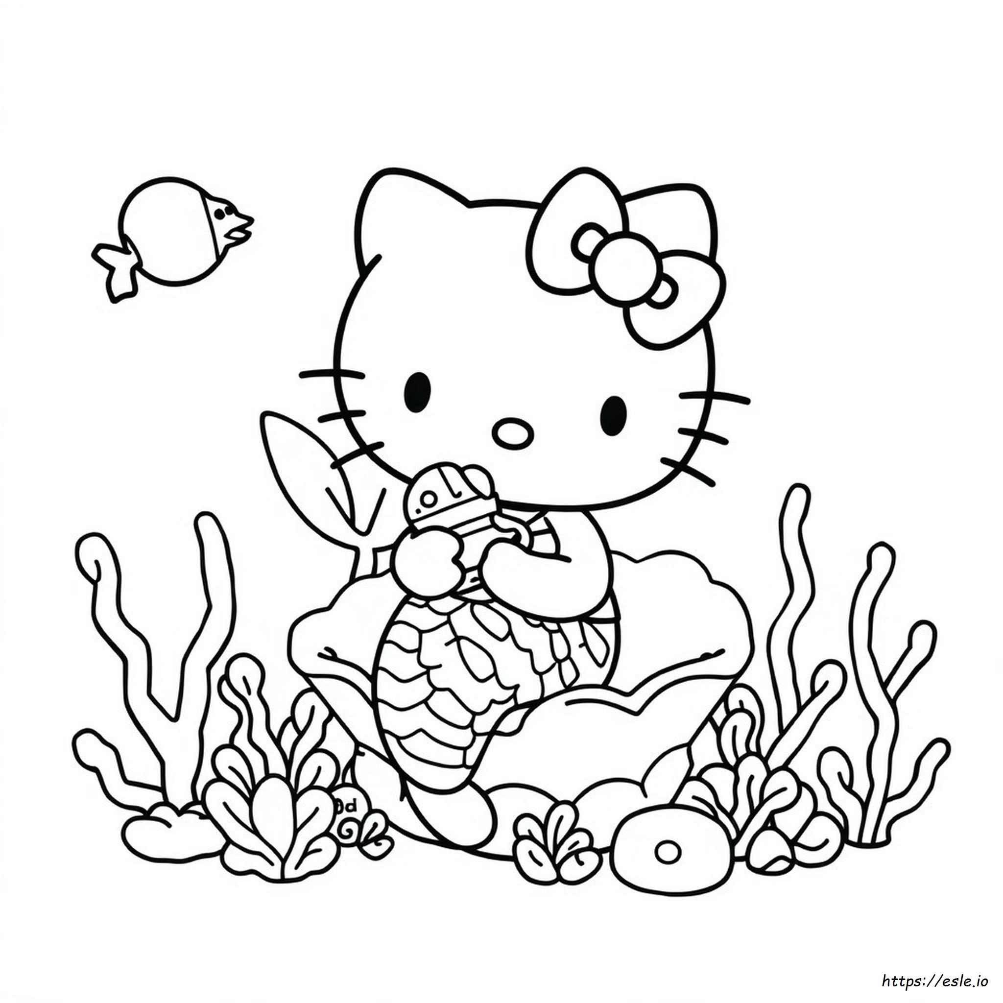 Hello Kitty Mermaid Coloring Page