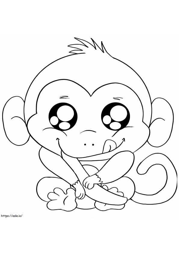 Kawaii Monkey värityskuva