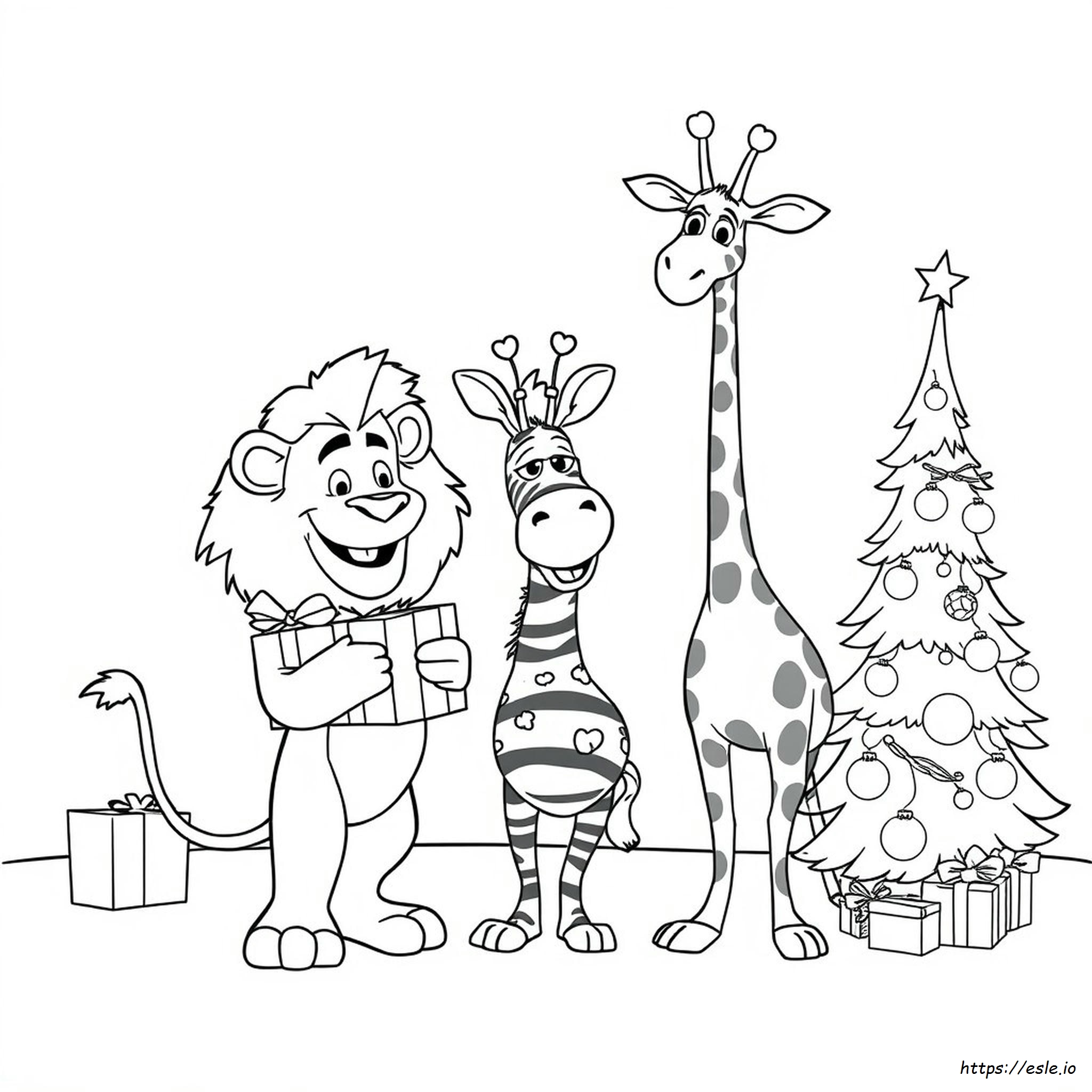 Madagascar Christmas Coloring Pages