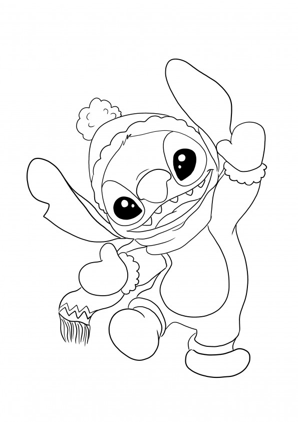 Stich in winter to color for kids easily and free to print