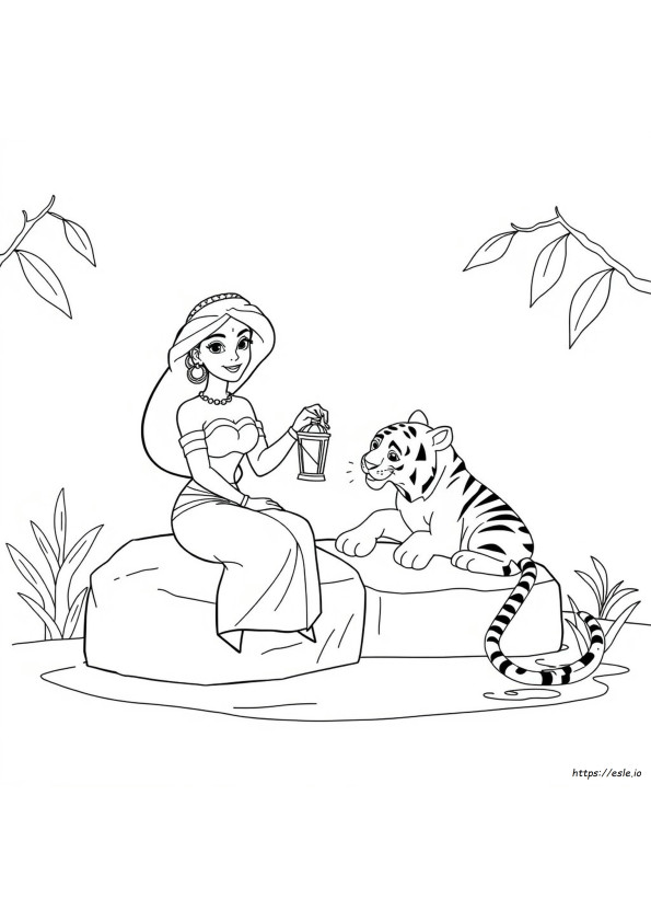 Princess Jasmine And Rajah Coloring Pages